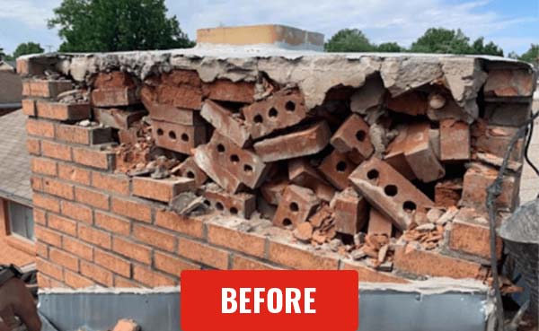 Brick chimney rebuild before4 CC Chimney