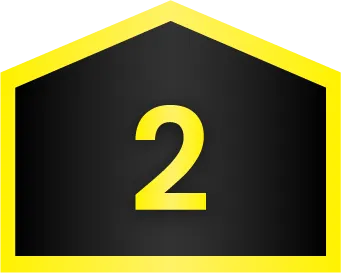 A bold yellow number 2 is centered on a black pentagon-shaped background outlined in yellow.
